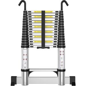 Telescoping Ladder Aluminum 20 FT with Hooks and Stabilizer