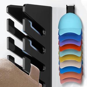 Daoun 2 Packs Acrylic Hat Hook On Wall - No Drill Baseball Cap Organizer for Wall Clear Strong Adhesive Hat Rack Hanger Hat Holder for Closet Door Bedroom Organization