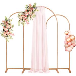 Aluminum Arch Backdrop Stand Set of 3 (7.2FT & 6.6FT & 6FT), Gold Wedding Balloon Arched Frame, Metal Square Arch Stand Backdrop for Birthday Party Baby Shower Ceremony Decoration Indoor Outdoor