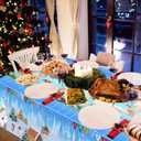 Fancy Land Christmas Tablecloths 3 Pack Gingerbread House Table Cover Snow Disposable Tablecloths Christmas Party Decoration