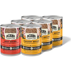 ACANA Premium Pate in Bone Broth Grain-Free Wet Dog Food Variety Pack: Beef + Poultry Recipes 12.8oz Cans (6 Count, 3 of Each)
