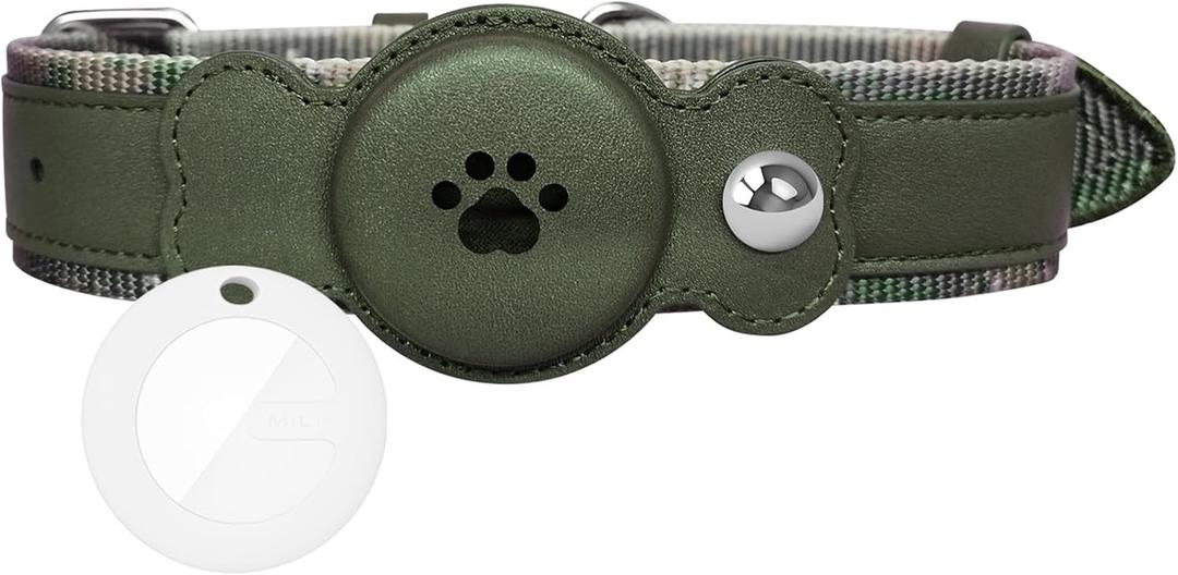 Dog Collar,Waterproof GPS Tracker with Bell Adjustable Dog Collars Dogs Real-Time Location Tracking Long Battery Life Adjustable Pet Collar Cute Puppy Necklace for Small Medium Large Dog Army