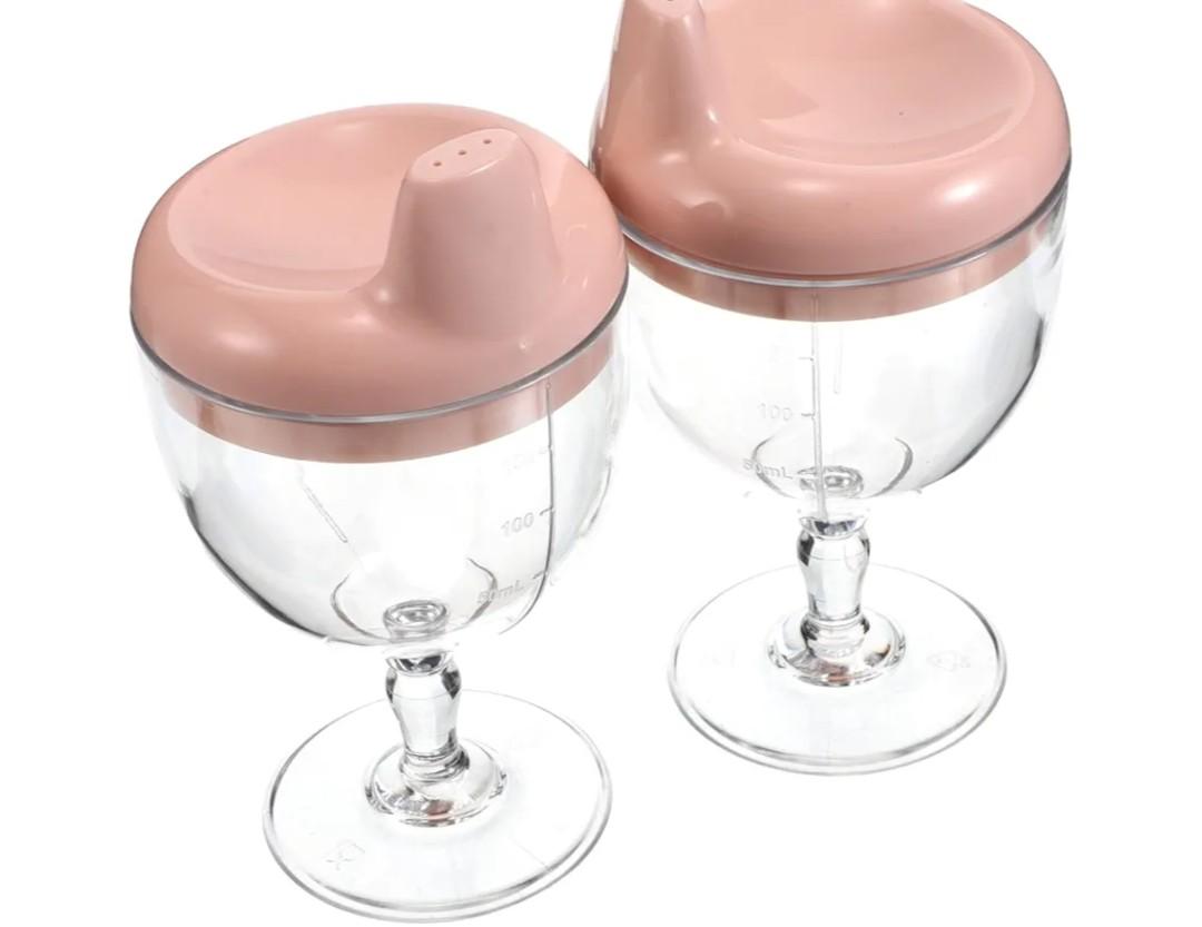 2Pcs High Transparency Sippy Cups for Unbreakable and Spill Design for Home and Kindergarten Easy to Clean Suitable for Juices and Milk Beige/Violet