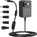 TKDY 12V 2A Power Supply Adapter with On/Off Switch & 5 Tips, 100-240V AC to DC 12 Volt 24W Converter, for LED Strip Light, CCTV Camera, Router, Speaker, LCD Monitor.