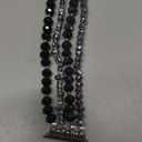 JR.DM Beaded Bracelet Band Women Compatible with Apple Watch 42mm(S3/2/1) 44/45/46/49mm Stretch Handmade Dressy Replacement Strap for iWatch Series 11/10/9/8/7/6/5/4/3/2/1/SE/Ultra, Black Silver