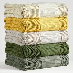Longhui bedding 100% Cotton Chunky Cable Knit Throw Blanket for Sofa Couch Bed Baby Nursery, Bold Thread, Home Decorative Blanket, Bonus Laundering Bag, 60 x 80 Inches, Grey