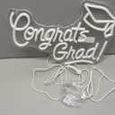 Congrats Grad Neon Sign with Graduation Cap, 16*11In Warm White Grad Light Up Led Sign for Class of 2026 Graduation Party Decorations Prom Celebration Gifts Kindergarten High School College Wall Decor