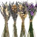 Layhit 4 Pack Large Size Boho Dried Flower Bouquet 15-17 Inch Wedding Handmade Dry Flowers for Vase Crafts DIY Photo Boutonniere for Men Floral Plant for Bridesmaid Gift Birthday Decor(Lavender)
