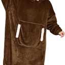 yescool Wearable Blanket Hoodie, Flannel Sherpa Fleece Blanket Sweatshirt for Adults Women Men,One Size Fits All