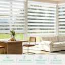 Changshade Cordless Zebra Blinds for Windows, Light Filtering Dual Layer Zebra Shades, Free-Stop Roller Blinds, Privacy Day Night Light Control for Bedroom Living Room Office, White, 26" W x 48" H