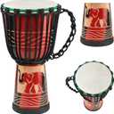 Wood Djembe Drum African Drums for Adults 8.5'' x 16'', Carved