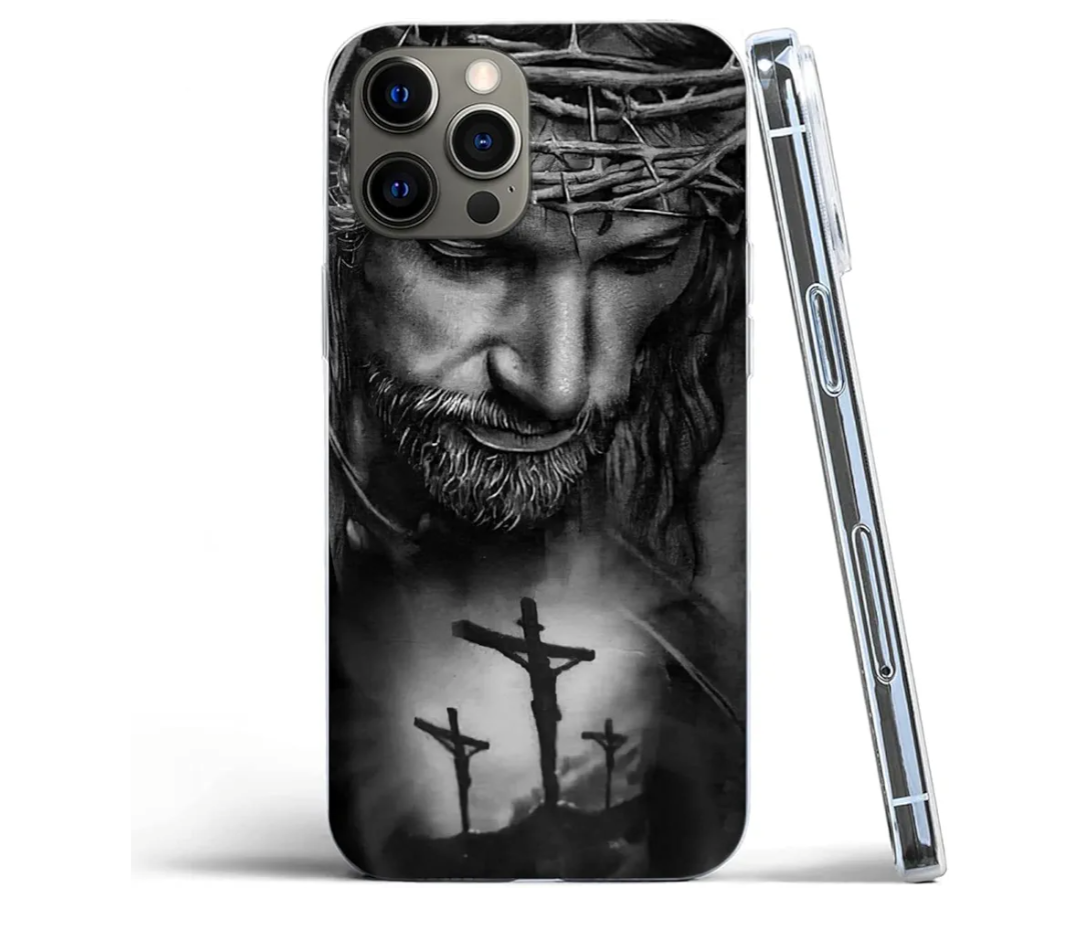 Max Jesus Christ Christian with Thorns 3 Crosses TPU Shockproof Protective Phone Cover iPhone 13 Mini
