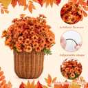 8 Bundles Artificial Orange Faux Flowers for Outdoor Planters Bulk Fake Mums Plastic Fall Daisy Floral for Home Decor Garden Outdoors Porch Pots Window Box Wedding Decorations (Orange)