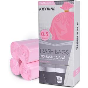 Strong Mini Trash Bags, 0.5 Gallon, 240 Counts, Small Garbage Bags for Bathroom, Kitchen, Home Trash Cans, Durable Plastic Bin Liners (Pink)