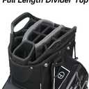Max Lightweight Golf Cart Bag with Dual Handles and 14 Way Individual Full Length Dividers, Golf Club Bag with 11 Pockets, Large Putter Well, Double Strap Cooler for Men & Women (BLACK/GREY)