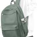 WEPOET Simple School Backpack For Women,Lightweight College Backpack,High School Bag For Teens Boys Girls,Casual daypack Small Travel Backpacks Men Bookbag(Green)