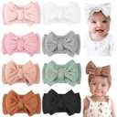 CLLOT 8 Pcs Super Stretchy Soft Handmade Headbands with Double Bows Head Wrap Nylon Hair Accessories For Newborn Babies Girls Infants Toddlers