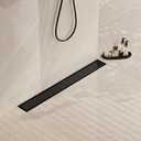 Neodrain 24 in Matte Black Linear Shower Drain- with 2-in-1 Flat & Tile Insert Cover, 304 Stainless Steel Rectangle Shower Floor Drain,Floor Shower Drain