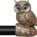 Vintage Decorative Black Curtain Rods for Windows 28 to 48 Inch Adjustable Heavy Duty 1'' Diameter Curtain Rod with Owl Finials for Bedroom Living Room Kitchen Farmhouse (18-60'')