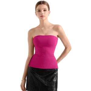 SUUKSESS Women Double Lined Going Out Trendy Tube Tops Side Split Sexy Tank Tops (Large, Hot Pink)