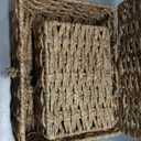 Novabright 2 Pcs Seagrass Storage Basket Box with Lid Decorative Box Storage Basket with Lid Rectangular Woven Shelf Baskets Bins for Table Home Decor Organize, 14.7 x 11 x 5 & 11 x 8 x 4 Inch