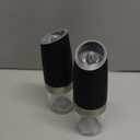 XinXu Gravity Electric Pepper and Salt Grinder Set, Adjustable Coarseness, Battery Powered with LED Light, One Hand Automatic Operation, Black -2 Pack