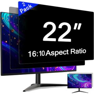 [2 Pack] 22 Inch Computer Privacy Screen for 16:10 Aspect Ratio Widescreen Monitor, Eye Protection Anti Glare Blue Light Computer Monitor Privacy Filter, Removable Anti-Scratch 22in Protector Film