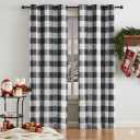 Black White Buffalo Plaid Blackout Curtains 90 Inches Length,Grommet Farmhouse Linen Textured Drapes with Liners,Farmhouse Checkered Energy Efficient Window Treatment for Bedroom,40"Wx90"Lx2