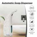 Greatmay Adjustable Automatic Soap Dispenser Touchless, 4 Adjustable Levels Touchless Sensor Liquid Soap Pump Dispenser，300ml Rechargeable Magnetic Charging Hand Soap Dispenser for Kitchen，Bathroom
