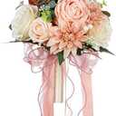 CYANLUX Wedding Bouquets for Bride Bridesmaid Bouquet Champagne White Artificial Roses Flowers for Wedding Valentine's Day Church Home Decoration (Pink)