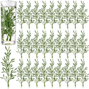 80 Pieces Faux Flowers for Floating Candles Centerpiece Vase Filler Filling in Floating Candles Mini Flower Filler for Wedding Dinning Table Party Home Bar Restaurant Decoration, 6 Inch (Green)