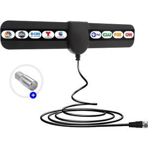 TV Antenna, 2025 New Digital Antenna for Smart TV, Support 360° Reception 4K 1080p All TV's for Local Channels, Smart Switch Amplifier Signal Booster 10.5ft Coax HDTV Cable, Portable Antenna Indoor
