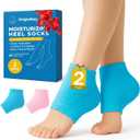 Moisturizing Socks Women, Heel Socks for Dry Cracked Feet, 100% Cotton Gel Socks for Overnight Hydration  Deep Moisturizing Foot Socks with Rose, Jojoba & Olive Oils, 2 Pairs (Blue)
