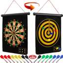 Ranslen Magnetic Dart Board for Kids and Adults, Double Sided Board Games with 15pcs Magnetic Darts, Boy Gifts Dartboard Toys Gift for Age 6 7 8 9 10 11 12 Year Old Boys