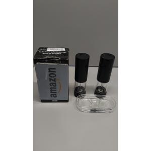 Electric Salt and Pepper Grinder Set, Automatic Salt and Pepper shakers with Upgraded 6-Level External Adjustable Coarseness, Battery Operated, Larger Capacity with Led for Home Kitchen (Black/Black)