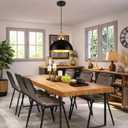 16 inch Black Dome Pendant Light, Modern Farmhouse Pendant Light Fixture, Large Hanging Ceiling Pendant Lighting for Kitchen Island Dining Room Foyer Hallway Bar Cafe