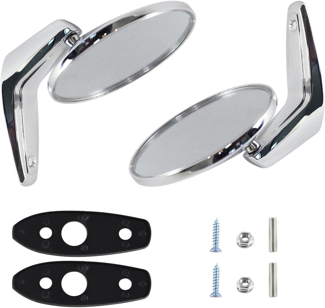 MGWILL Chrome Door Mirrors Outside Exterior Rearview Compatible With 1966-1975 Dodge Plymouth