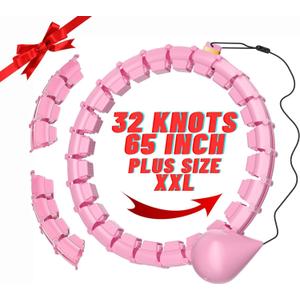 65inch 32 Knots Plus Size Quiet Weighted Hula Infinity Fitness Detachable Hoops Smart Silent Infinity Hula for Women 2 in 1 Waist and Abdominal Workout Hoop