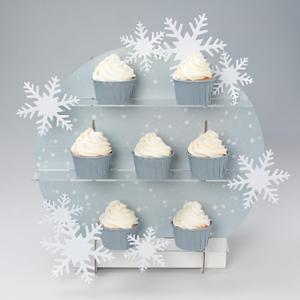 Cheerland Snowflake Cupcake Stand Centerpiece Acrylic Winter Wonderland Decoration for Girls Birthday Party Decoration Christmas Cupcake Stand Arctic Themed Dessert Kids Party Bake Sale Decoration
