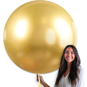 PartyWoo Metallic Gold Balloons 4 pcs 36 Inch Extra Large Big Jumbo Giant Chrome Gold Latex Helium Balloons for Graduation Baby Shower Christmas Wedding New Year Birthday Party Decorations Gold-G101
