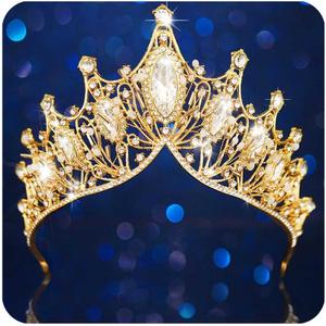 Unicra Silver Princess Crown Quinceanera Tiara Bridal Wedding Rhinestone Crowns for Women (Gold)