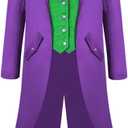 Boys Medieval Tailcoat Jacket Halloween Costumes, Gothic Steampunk Vintage Victorian Frock Uniform Coat (Medium, Purple)