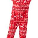 Giggling Getup Grey Women Adults Christmas Pajamas With Hood, Loose Nordic Print Pattern Holiday Jumpsuit (Only 1 PC)-L (Red, L)