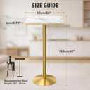 Modern Square Marble Bar Table, 22" White Marble Top Bistro Pub Table with Gold Metal Base, Tall Bar Table for Kitchen, Home Bar, Small Spaces, 41" Bar Height