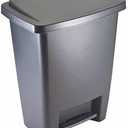 Rubbermaid Step-On Trash Can with Lid, 8.25-Gallon, Gray, Easy Clean Wastebasket for Home/Kitchen/Bedroom/Office