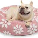 Donut Dog Beds for Small Dogs, Calming Round Cat Beds for Indoor Cats, Cute 3D Textured Flower Pet Bed with Removable Washable Cover and Anti-Slip BottomPink23" (23"x23"x7")