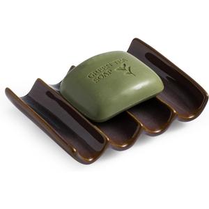 Ceramic Bar Soap Dish and Savers for Bathroom, Shower and Kitchen, Japanese Self Drain Soap Holder, Purple (Fluted)