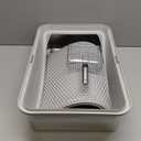 Stainless Steel Litter Box | XL Enclosed Cat Litter Boxs with Lid for Big Cats | High Sided, Anti-Urine Leakage | Non-Stick Bottom & Includes Litter Mat & Metal Scoop (Silver Gray)