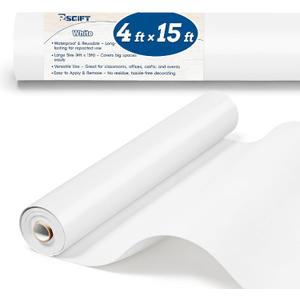 Rsgift White Bulletin Board Roll 4ft x 15ft, Waterproof Bulletin Board Fabric for Walls,Reusable Bulletin Boards Background Decorations for Classroom,Offices,Crafts & DIY, 181 Inches X 47 Inches