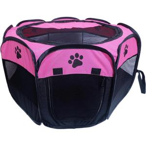 Portable Pet Playpen,Foldable Dog Playpen for Dogs and Cats,Rabbits,Pet Exercise Pet Tents Indoor Outdoor Use (S(28.7" x 28.7" x 16"), Rosered)